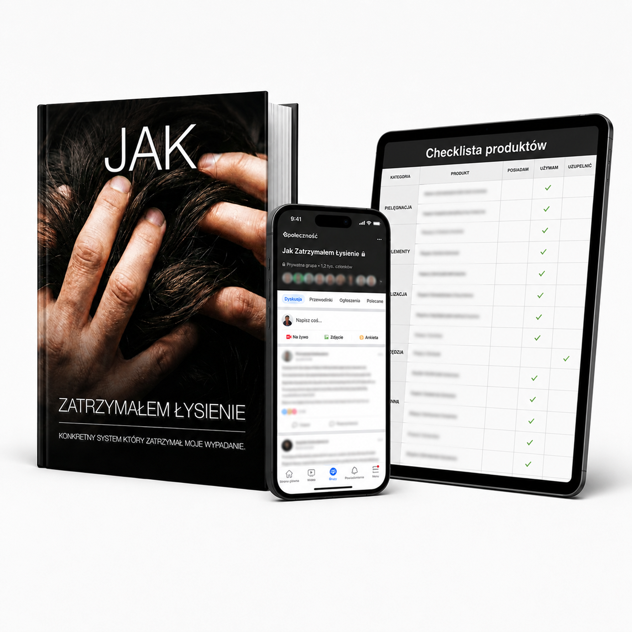 Premium — Jak Zatrzymałem Łysienie + Społeczność + Checklista + Tabela Produktów